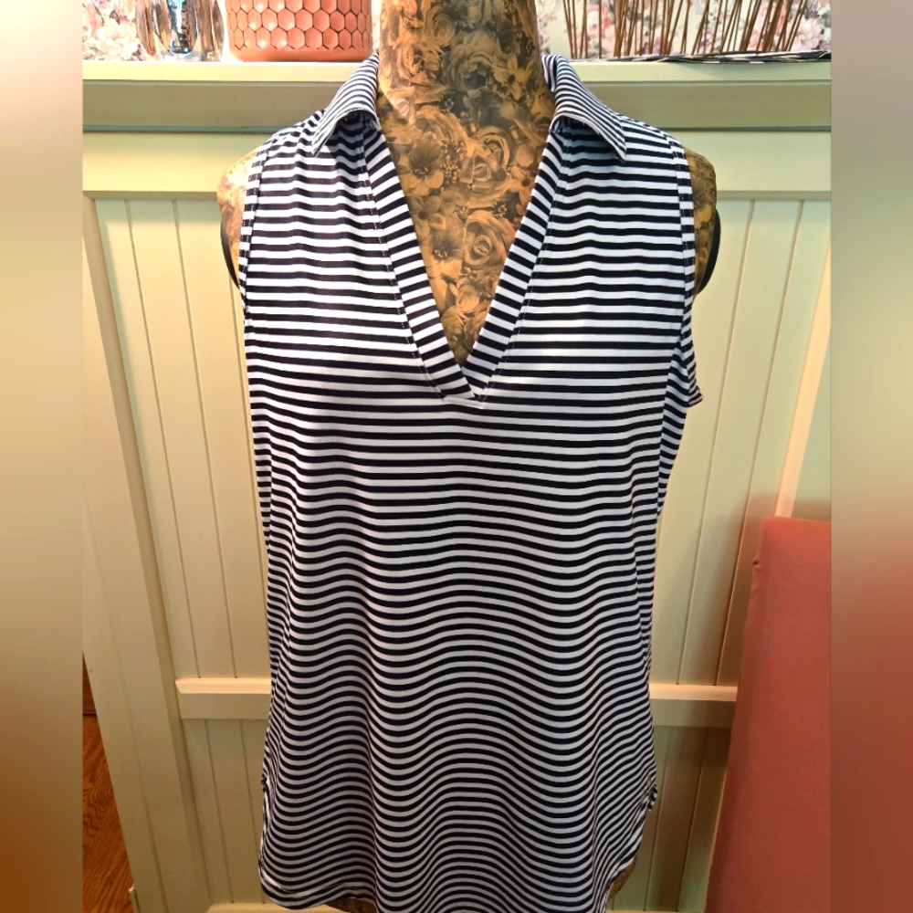 JoFit Moisture Wicking Sporty Striped Golf/Tennis Top